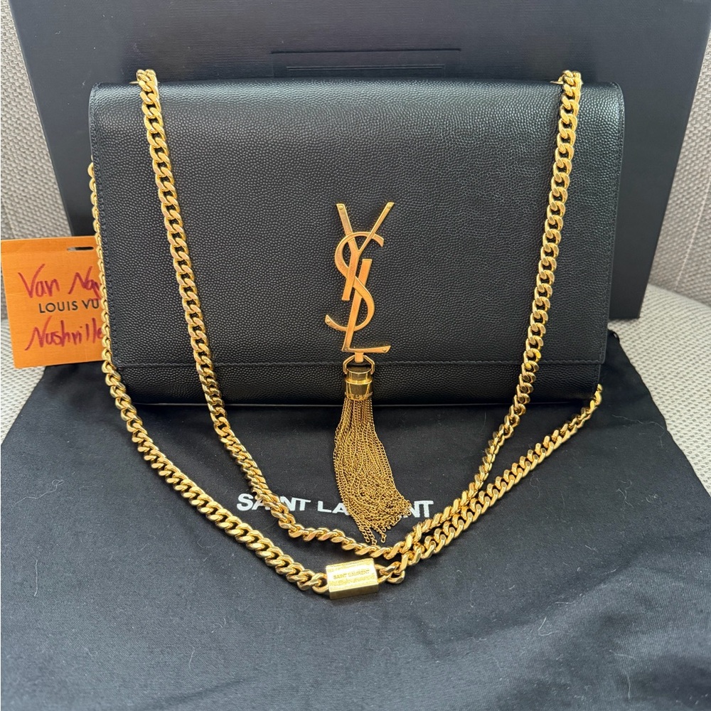 Kate Medium Tassel YSL Wallet on Chain in Grained Leather